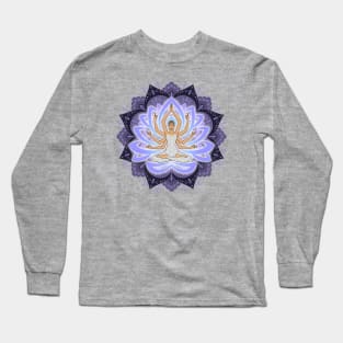 Violet Mandala Woman with Lotus Arms Long Sleeve T-Shirt